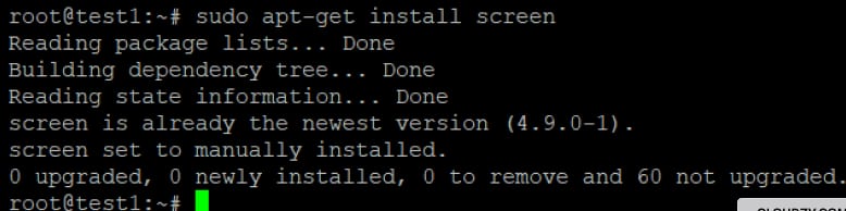 Install screen on the server