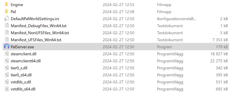 Palworld server folder