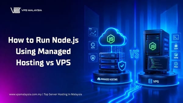 Illustration showing a Node.js app running on a managed platform with a git push, and the same app running on a VPS with PM2, Nginx and SSL