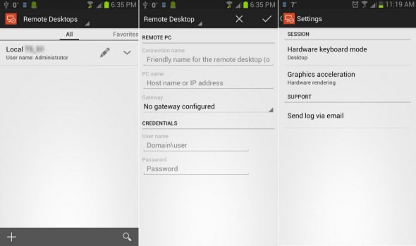 ANDROID microsoft rdp windows server