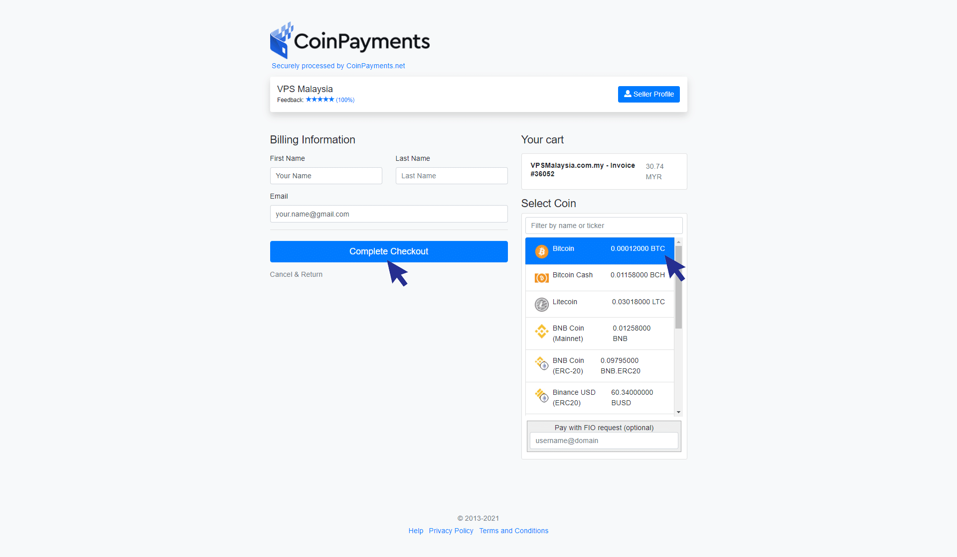 Bitcoin payment option