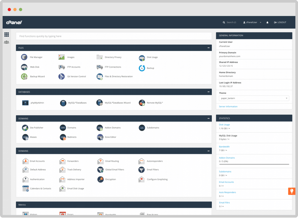 cpanel dashboard cpanel vps