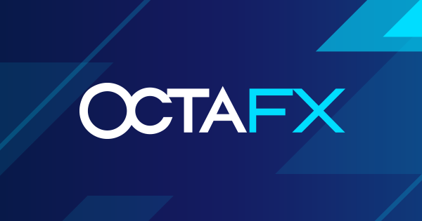 Octa fx logo with blue background