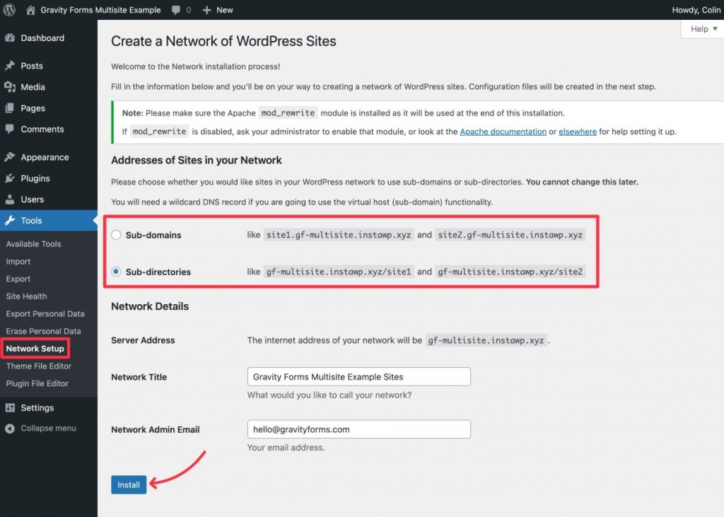 Configuring Multisite 