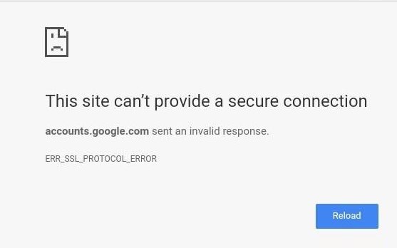 Google Chrome This Site Can't Provide a Secure Connection ERR_SS_Protocol_ERRO