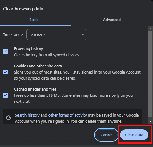 Clear All Browsing Data