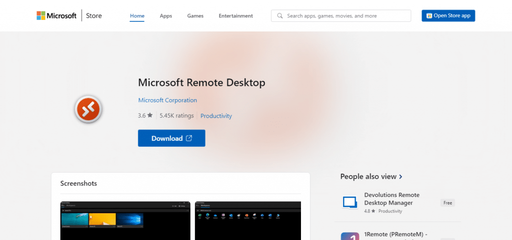 Download Remote Desktop from Microsoft Store