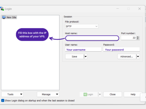 Login in WinSCP