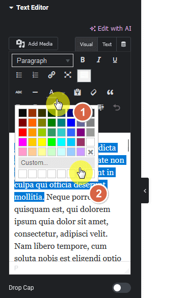 Use font color selector