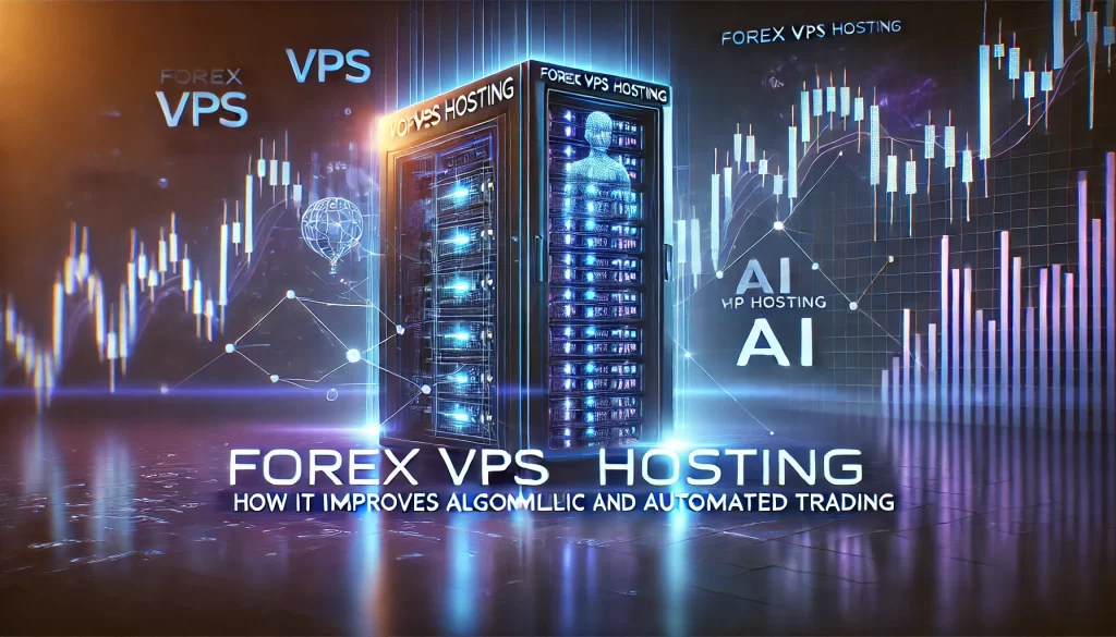 How Forex VPS Hosting Improves Algorithmic and Automated Trading 4 DALL·E 2025 03 14 15.49.47 A futuristic digital illustration representing Forex VPS hosting for automated trading. The image should feature a glowing high tech server with AI d Automated Trading,forex vps,Algorithmic trading