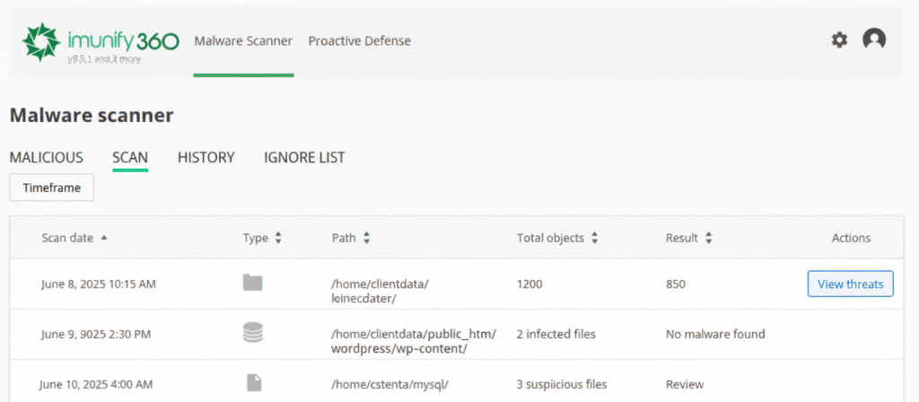 Secure Your Website with Imunify360 and VPS Malaysia Hosting 8 Scan tab under Malware scanner in Imunify360